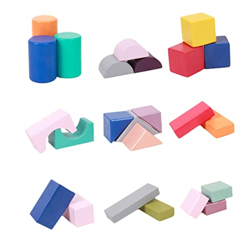 FELTECHELECTR 1 Satz Holzblock Bausteine ​​für Kinder 3D DIY Baurätsel Stapelspielzeuge Balancieren Ziegel Nachfüllsets Kinder Stapeln Blöcke Pädagogisches Staplerspielzeug Colorful Hölzern von FELTECHELECTR