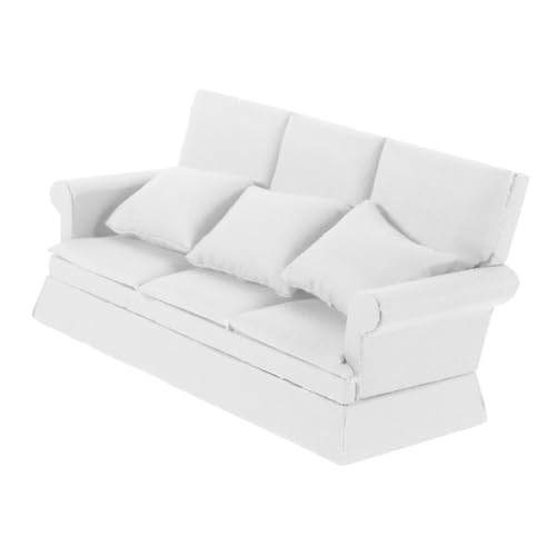 FELTECHELECTR 1 Satz Mini-Sofa Puppensofa-dekor Miniatur-szenencouchmodell Winziges Sofadekor Kissen Für Puppenhäuser Puppenmöbel Mini- -dekor Mini- -dekor Mini-haussofa Puppenhaus Birke Weiß von FELTECHELECTR