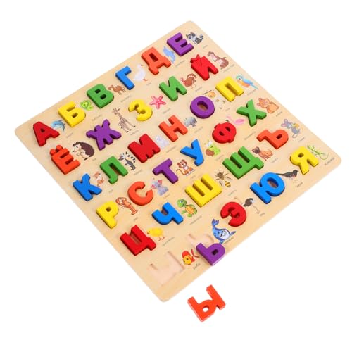 FELTECHELECTR 1 Satz Russisches Rätsel Puzzle Für Kleinkinder Puzzle Für Kinder Alphabet-Puzzle-Brett Russisches Buchstabenrätsel Kleinkind Spielzeug Intelligentes Spielzeug Lernrätsel Holz von FELTECHELECTR