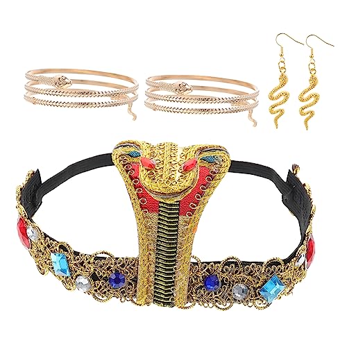 FELTECHELECTR 1 Satz Schlangen-Stirnband-Armband goldene Brautohrringe ägyptischer Ohrring costume de halloween halloweenkostüme Zubehör für Halloween-Kostüme Haarband im Schlangendesign von FELTECHELECTR