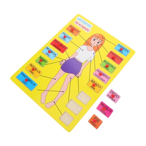 FELTECHELECTR 1 Satz Spanisches Rätsel Anatomie Spielen Menschlicher Körper Puzzle für Kinder Spielezeug Lernspielzeug spaß Puzzlematte Kinder kognitives Spielzeug Früherziehungsspielzeug Holz von FELTECHELECTR