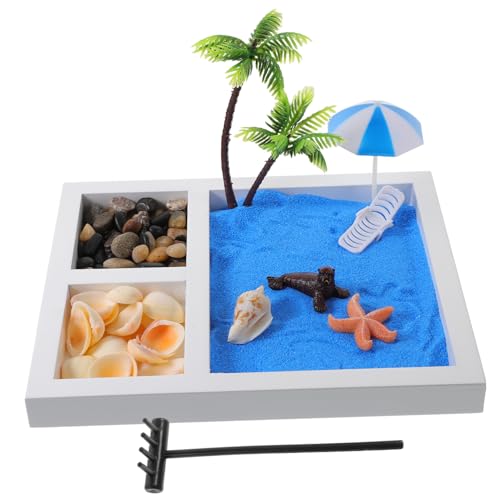 FELTECHELECTR 1 Satz Strand-Zen-Garten-kit Miniatur-Ornament-Kits Zen-gartenrechen-kit Sandbox-figurenmodell Mini-Zen-Garten Für Den Schreibtisch Zen-sandgarten Natürliche Schalentiere von FELTECHELECTR