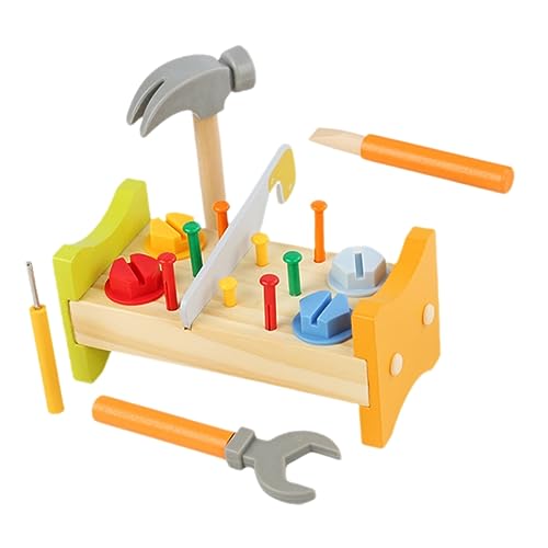 FELTECHELECTR 1 Satz Werkzeuge zum Reparieren Werkzeug für kinderwerkzeug bohrhammer Toys for Boys holzspielsachen Holzhammerwerkbank mit Hammer Schlagpflock-Werkbank für Babys Plastik von FELTECHELECTR