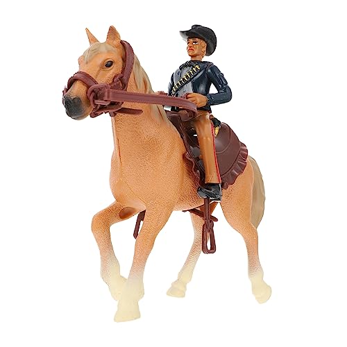 FELTECHELECTR 1 Satz Western-Cowboy-Modell Lebhaftes Dekor Mini-tierspielzeug Dekoratives Pferdedekor Desktop-Modell Rodeo-Spielzeug-spielset Lebendiges Pferdemodell Desktop-Spielzeug Abs Yellow von FELTECHELECTR