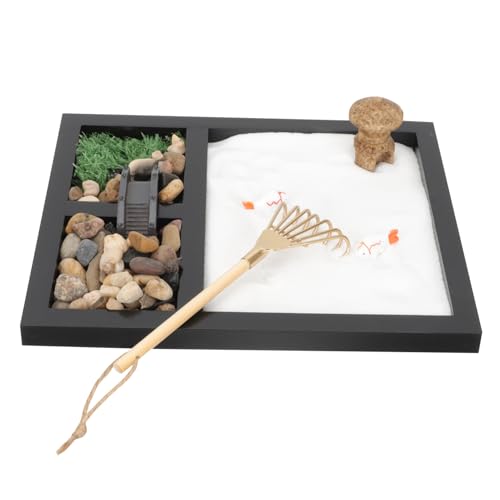 FELTECHELECTR 1 Satz Zen-sandtisch-Ornament Heimbüro Zappeln Miniaturbausätze Farbige Sandmalerei Bausatz Garten-sandkasten-Miniatur Japanischer Zen-sandgarten Veranstalter Boho Holz von FELTECHELECTR