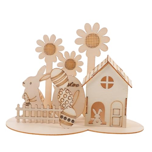 FELTECHELECTR 1 Set 3D Puzzle Kaninchen Ostern Tischaufsatz Partygeschenke Mini Kaninchen Häschen Figuren Osterei Figur Frühlingsfiguren Tischdekoration Tischdekoration Holz von FELTECHELECTR