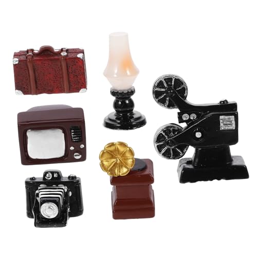 FELTECHELECTR 1 Set Dekorative Ornamente Gepäck Dollhouse Retro Appliance Mini Phonograph Model Miniatur Videokamera Retro Mini Koffer Puppenhaus Kerosin Lampe Dekorationsharz Harz von FELTECHELECTR