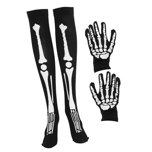 FELTECHELECTR 1 Set Halloween Skelett Set Halloween Cosplay Handschuhe Gothic Kostüm Handschuh Halloween Cosplay Zubehör Skelett Kostüm Handschuh Halloween Cosplay Party Kostüm Gruselige von FELTECHELECTR