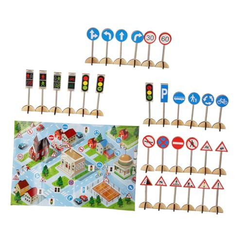 FELTECHELECTR 1 Set Hölzerne Verkehrszeichen Für Kinder Kognitives Spielzeug Zur Der Verkehrserziehung Simulation Von Verkehrssituationen Ideal Für Den Kindergarten Und Zu Hause von FELTECHELECTR