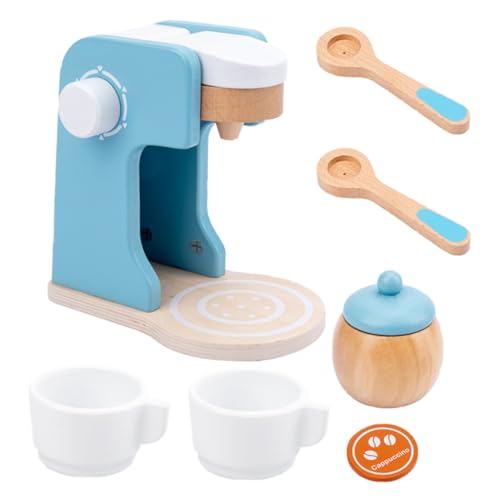 FELTECHELECTR 1 Set Kinder Holz Kaffeemaschine Spielzeug Lernspielzeug Espressomaschine Für Kleinkinder Kreatives Rollenspielset Mit Zubehör Pädagogisches Spielzeug Für Kinder Ab 3 Jahren von FELTECHELECTR