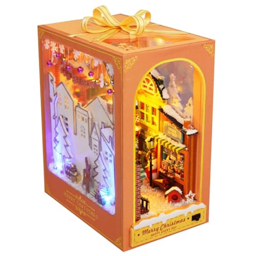 FELTECHELECTR 1 Set Montagehütte Modell Papier Orange Weihnachten DIY Buch Kit DIY Holzhütte Holz Beleuchtet Weihnachtsdorf Kunststoff von FELTECHELECTR