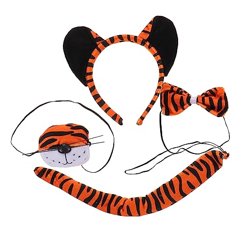 FELTECHELECTR 1 Satz Tiger-anzug Stirnband Mit Tierohren Halloween-partyzubehör Tierkostüm-set Tigerkostümzubehör Für Erwachsene Halloween-tigerkostüm-set Tiger-kostüm-kit Kind Kleidung Stoff von FELTECHELECTR