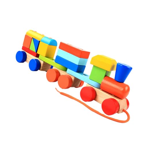 FELTECHELECTR Holzspielzeug Für Kleinkinder 1PC Farbige Holzklötze Lernspielzeug Lauflernwagen Und Ziehspielzeug Pädagogisches Für Babys Ab 1 Jahr von FELTECHELECTR