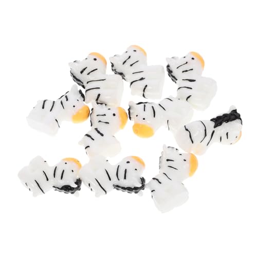 FELTECHELECTR 10 STK Mini-Zebra-Ornament Dinosaurier Gefälscht Miniatur-puppenhauszubehör Auto Zwerge Mini-frösche Mini-keramiktier Einhörner Zebra-Figuren Miniatur-Dinge Plüsch Weiß von FELTECHELECTR