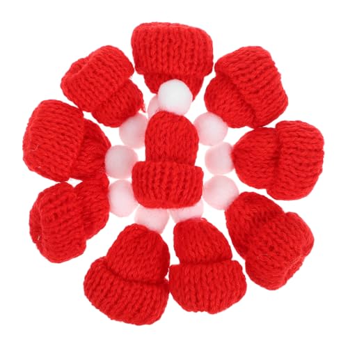 FELTECHELECTR 10 Stück Gestrickte Weihnachtsmützen Für Kinder Und Erwachsene Rot Handgemachter Weihnachtskopfschmuck Für Partys DIY Projekte Und Festliche Anlässe von FELTECHELECTR