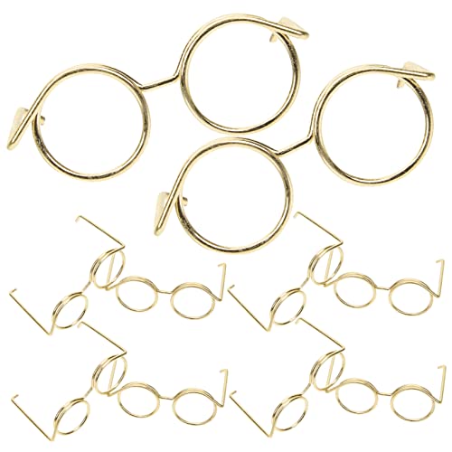 FELTECHELECTR 10St Metallbrille Kleidung für Puppen Katzenbrille Kommode kindertagsgeschenke puppenkleidung schnapsgläser Sonnenbrille zum Anziehen der Puppe Miniatur-Dinge Golden von FELTECHELECTR