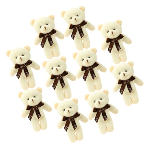 FELTECHELECTR 10St Plüschbär-Schlüsselanhänger Panda Plüschtier Bär Plüsch Plüschtiere bär anhänger Spielzeug schöne kleine Bären Tragbarer Bärenanhänger PP Baumwolle Beige von FELTECHELECTR