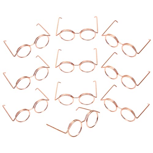 FELTECHELECTR 10st Metallbrille Bjd-Puppe Kleintierbrillen Minipuppenbrille Puppenkleidung Neuartige Sonnenbrille Puppenbrillen Anziehpuppe Puppe Verkleidet Brille Miniaturauge Zubehör Rose Gold von FELTECHELECTR