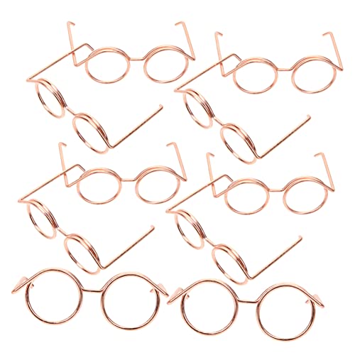 FELTECHELECTR 10st Metallbrille Brillen Zum Anziehen Der Puppe Mini-puppenbrille Puppenbrillen Selber Machen Haustier-Kaninchen-Brille Minipuppenbrille Puppe Verkleidet Brille Zubehör Rose Gold von FELTECHELECTR