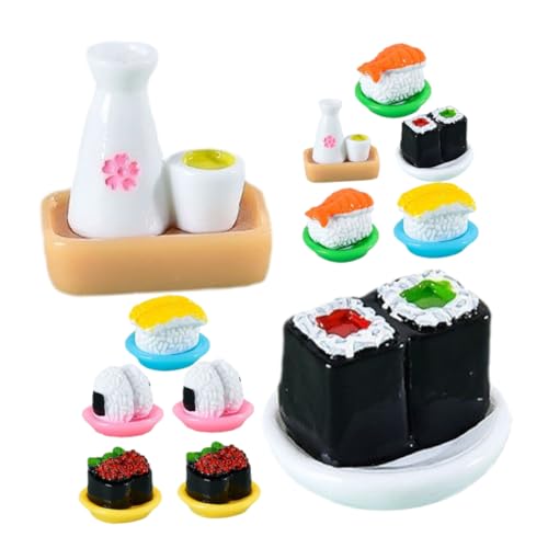 FELTECHELECTR 12 Stück Simuliertes Japanisches Sushi Mini Puppenhaus Lebensmittel Harz Sushi Modell Sushi Modell Lebensmittel Modell Mini Sushi Zuhause Sushi Modell Dekorationen von FELTECHELECTR