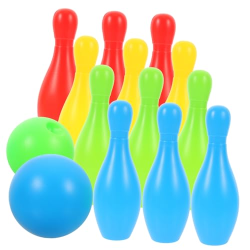 FELTECHELECTR 12 Teiliges Bowling Set Interaktives Eltern Kind Bunten Farben 10 Flaschen 2 Bälle Für Drinnen Und Draußen Ideal Für Kleinkinder Und Vorschulkinder von FELTECHELECTR