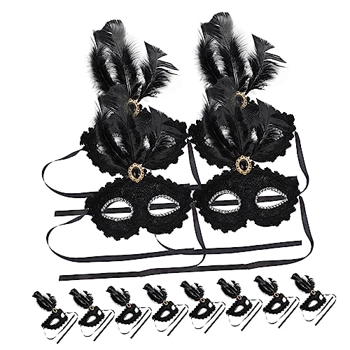 FELTECHELECTR 12st Maskerade Maskenrequisiten Grimasse Maskerade-maske-paar Maskerade-maske Für Frauen -maske Rave-maske Schlichte Maskerademaske Halloween-gesichtsmaske Black Feder von FELTECHELECTR