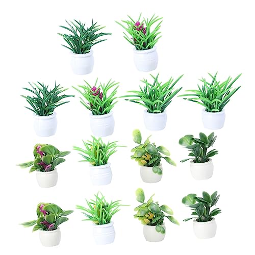 FELTECHELECTR 14St Topfmodell kunstpflanze kunstplflanze Puppenstuben Zubehör House Plants wohnraumdeko künstliche Pflanzen Simulation Topfpflanze Simulation Mini-Bonsai Plastik Green von FELTECHELECTR