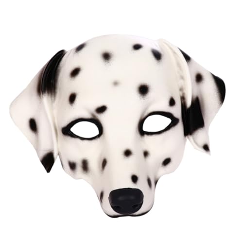 FELTECHELECTR Halloween Cosplay Unisex Tiermaske Weiß Gefleckter Hund Rollenspiel Party Zubehör von FELTECHELECTR