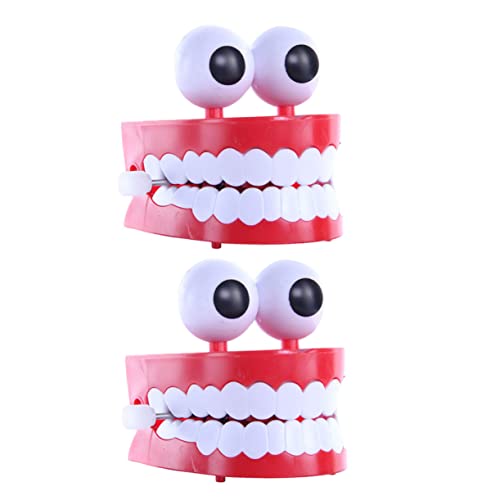 FELTECHELECTR 2 STK große weiße zähne Dekompressionsspielzeug Neuartiges Aufziehspielzeug heeloween Kinder Spielzeug Children Toys neuartiges Kinderspielzeug aufziehbares Spielzeug Plastik rot von FELTECHELECTR