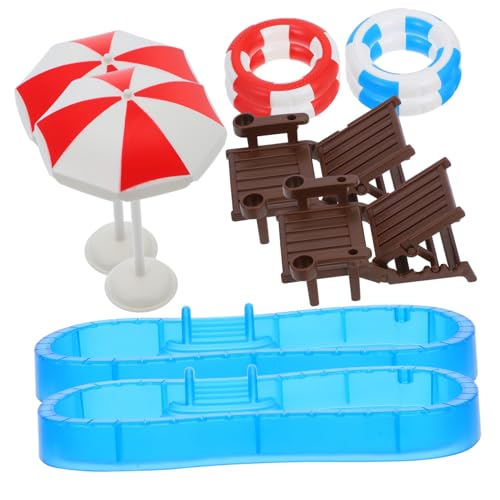 FELTECHELECTR 2 Sets Mini Schwimmbecken Mit Schwimmring Miniatur Strandkorb Und Ideal Für Modelle Und Dioramen Kreative Dekoration Für Garten Und Innenräume von FELTECHELECTR