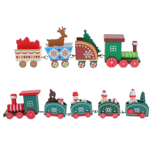 FELTECHELECTR 2 Sets Weihnachts Holzeisenbahn Festliche Zugdekoration Für Den Weihnachtsbaum Ideales Für Und Familie Farbenfrohes Design Und Liebevolle Details von FELTECHELECTR