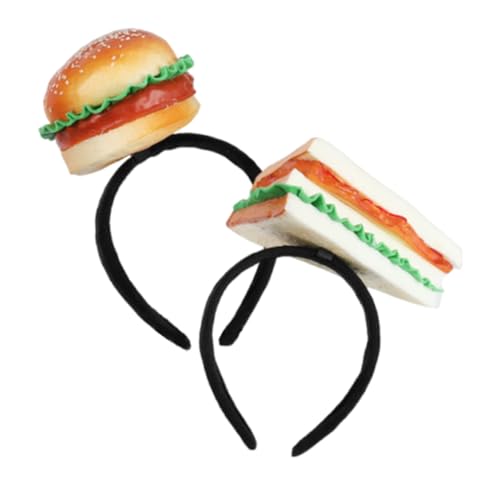 FELTECHELECTR Sandwich-Stirnband Hamburger-Partyhut weiches Material Stirnband für Erwachsene Pommes-Frites-Stirnband Halloween-Accessoire von FELTECHELECTR