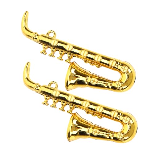 FELTECHELECTR 2 Stück Musikinstrument Ornament Kunststoff Simuliertes Saxophon Puppenhaus Musikinstrument Modell Simuliertes Saxophon Ornament Golden von FELTECHELECTR