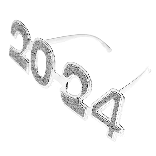 FELTECHELECTR 2024 Brille silvesterbrillen neujahr brillen Silberne Partybrille festival glasses Bühnenbrille für Events Gläser liefertBrillen Teller Partyzubehör 2024 Modelbrillen Stk Silver von FELTECHELECTR