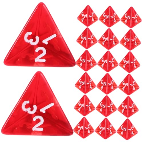 FELTECHELECTR 20St Transparenter roter Würfel Tischspielwürfel tragbare Würfel Spielwürfel Spielen Brettspiel-Tool 4-seitige Würfelmasse 4-seitiger Würfel für das Klassenzimmer Tischwürfel Acryl von FELTECHELECTR