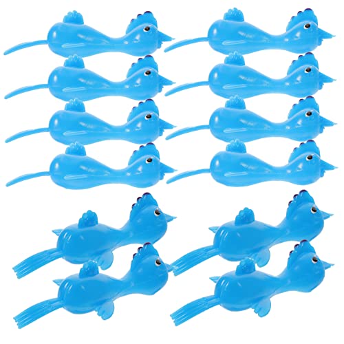 FELTECHELECTR 20st Katapult-küken-Spielzeug Lustige Schleuderspielzeuge Kinderversorgung Elastische Hühnerschleudern Cartoon-Huhn-Spielzeug Schleudern, Fingerspielzeug Sky-Blue Vinyl von FELTECHELECTR