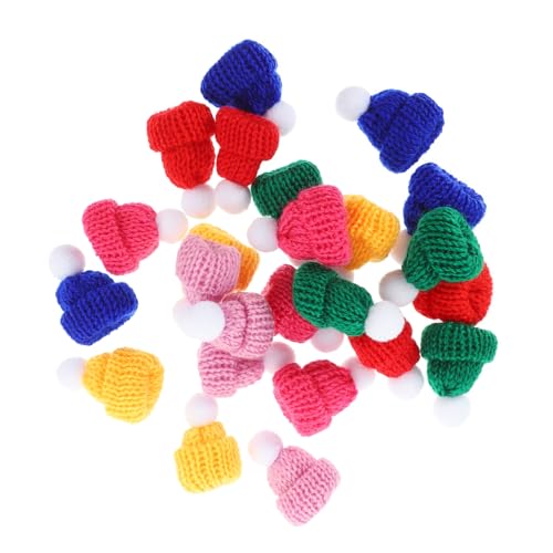 FELTECHELECTR 24 Stück Mini Strickmützen Für Weihnachten Wollmützen Bunten Farben Ideal Für Bastelarbeiten Und Weihnachtsdekoration Perfekt Für Puppen Und Baumornamente von FELTECHELECTR