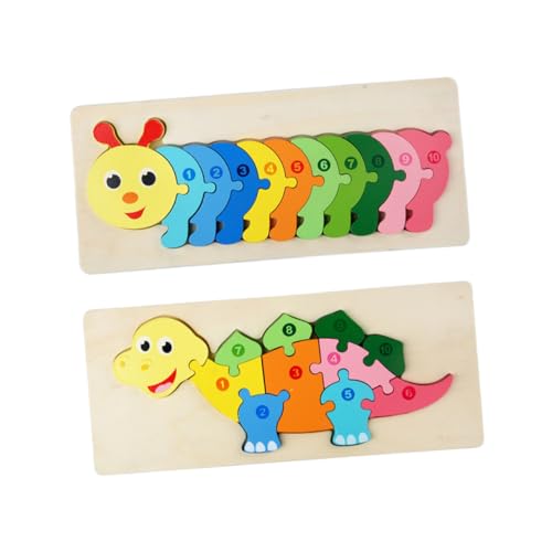 FELTECHELECTR 2St Dreidimensionales Puzzle Puzzle-Steckbrett Tierpuzzle für Kleinkinder Vorschulpuzzle Kinder Puzzle rätselbuch Kinder Spielzeug Kleinkind rätsel Cartoon-Puzzle hölzern Colorful von FELTECHELECTR