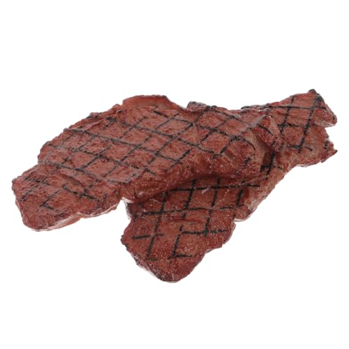 FELTECHELECTR 2St Food-Modell lebensechte Steaks künstliches Steak falsches Fleisch Dekorative Steak-Attrappe Kinder-Spielzeug-Steak simuliertes Essensspielzeug simuliertes Steak Plastik Brown von FELTECHELECTR