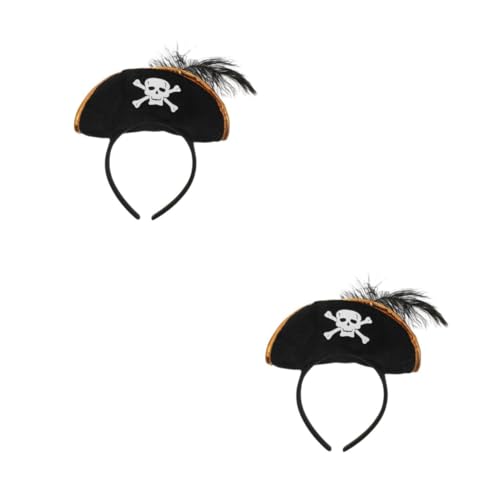 FELTECHELECTR 2St -Hut-Stirnband Piratenkopftuch Piraten-Haarschmuck Piratenhut-Mütze halloween haarschmuck halloween haarreif Piraten-Stirnbänder-Dekor Cosplay-Stirnbänder Vlies Black von FELTECHELECTR