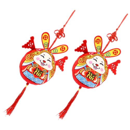 FELTECHELECTR 2St Jahr des Hasen-Anhängers gefüllte Hasenpuppe aus Baumwolle Plüsch-Kaninchen-Taschenanhänger Hasen plüschtier Year of The Rabbit Kaninchen Stofftier Kaninchen hängen Colorful von FELTECHELECTR