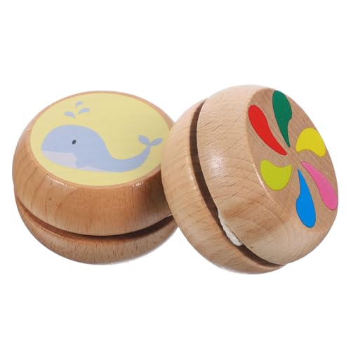 FELTECHELECTR 2 Stücke Holz Yo-für Jungen Und Mädchen Erwachsene Unisex Pädagogisches Spielzeug Yo-yo Bälle Windmühle Delphin Muster von FELTECHELECTR