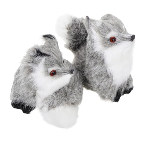 FELTECHELECTR 2St kleine fuchsverzierung Fuchsplüsch Waldtierfiguren Plüschtier Fuchs Simulationstiere Fuchs-Ornament Plüsch Tierchen Plüschfuchs Plüschtiere Waldornamente Plastik Grey von FELTECHELECTR