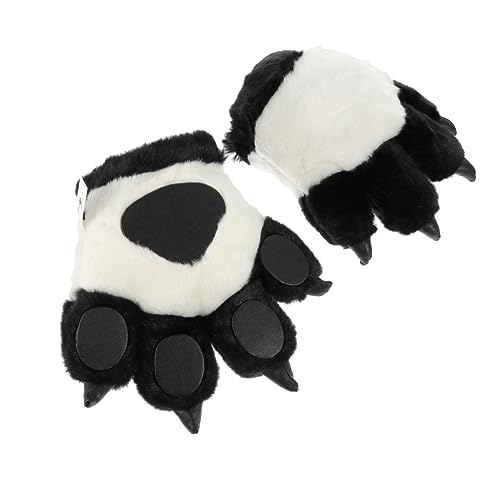 FELTECHELECTR 2st Bärentatzen Handschuhe Tierhandflächenhandschuhe Tier-Cosplay-kostüm Kostüme Warme Handschuhe Outfits Handschuhe Tragen Katzenhandschuhe Weiche Winterhandschuhe Plüsch Black von FELTECHELECTR