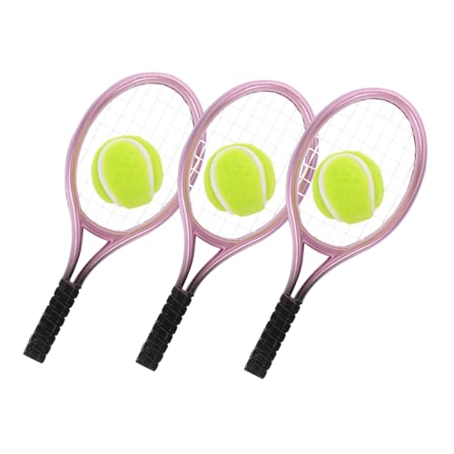 FELTECHELECTR 3 Sätze Tennisschläger Tennis Mini Netz Badminton Fledermäuse Desktop-tennisschläger-Modell Tennisschlägermodell Für Tennisschlägerdekor Für Plastik von FELTECHELECTR