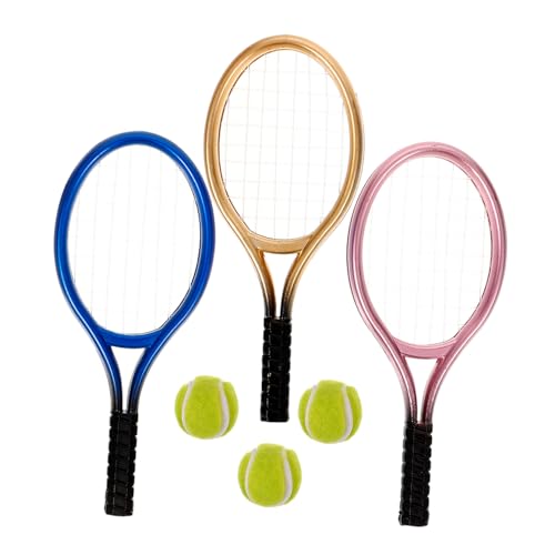 FELTECHELECTR 3 Sets Simulierte Tennis Fotografie Requisiten Tennisschläger Werkzeug Dekor Für Heimwerker Mini Werkzeug Dekor Werkzeug Modell Miniatur Spielzeug Dekorative Mini von FELTECHELECTR