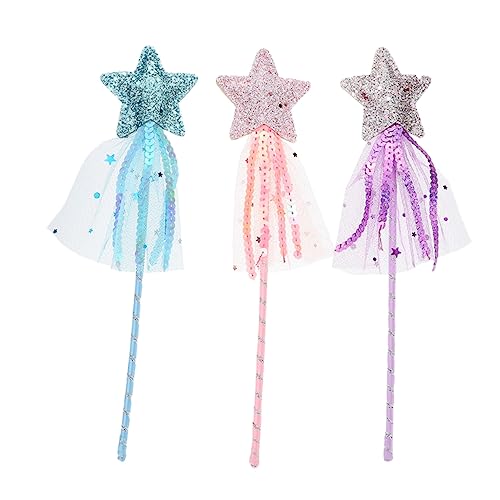 FELTECHELECTR 3St Fee Zauberstab Mädchen liefert Kinderkleidung Kinderkleider Outfit für Mädchen das Blitzkostüm Fairy Wand Party mitgebsel Kinder Toy Zauberstab Spielzeug Feenstab Leder von FELTECHELECTR