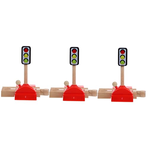 FELTECHELECTR 3St Gleiszubehör Bahnübergang Zeichen Eisenbahn -Zugzubehör Kinder holzspielzeug Kinder Zug Spielzeug Holzspielzeug Zug Roadblock-Modell für Spiele Simulations-Roadblock-Modell von FELTECHELECTR