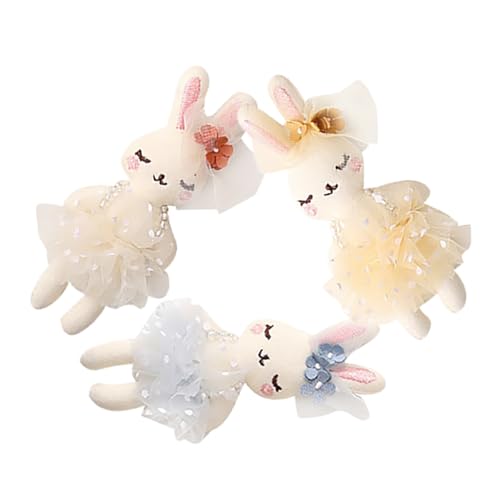 FELTECHELECTR 3St Kaninchenpuppe Stofftier Osterhase Hasen-Kuscheltiere Mini-Plüschtier DIY Kaninchen-Ornament Stofftier Handwerkliches Puppe für Kleidungsdekoration PP Baumwolle von FELTECHELECTR