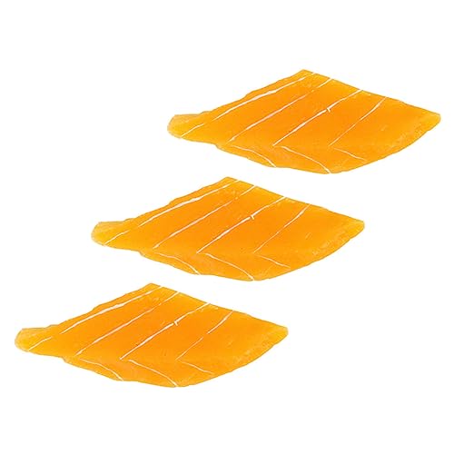 FELTECHELECTR 3St Simulation Lachs gefälschte Lebensmitteldekore gefälschte Lachsscheiben Food-Modell künstliche Fische Party Decoration Küchenrequisiten für zu Hause Desktop-Lachs-Ornamente PVC von FELTECHELECTR